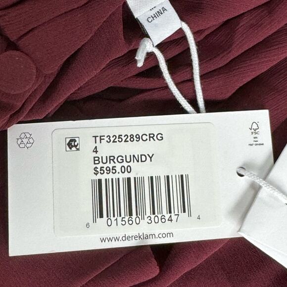 DEREK LAM 10 CROSBY Burgundy Junia Ruched Sleeveless Midi Dress Women’s - Picture 10 of 13